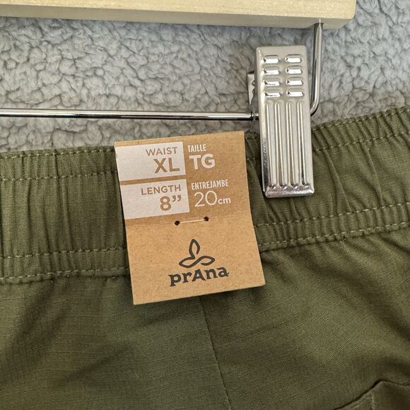 S Prana Shorts Men XL Green Double Peak E-Waist Organic Drawstring NEW - Picture 6 of 7